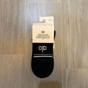 ALO Yoga White and Black Half-Crew Socks